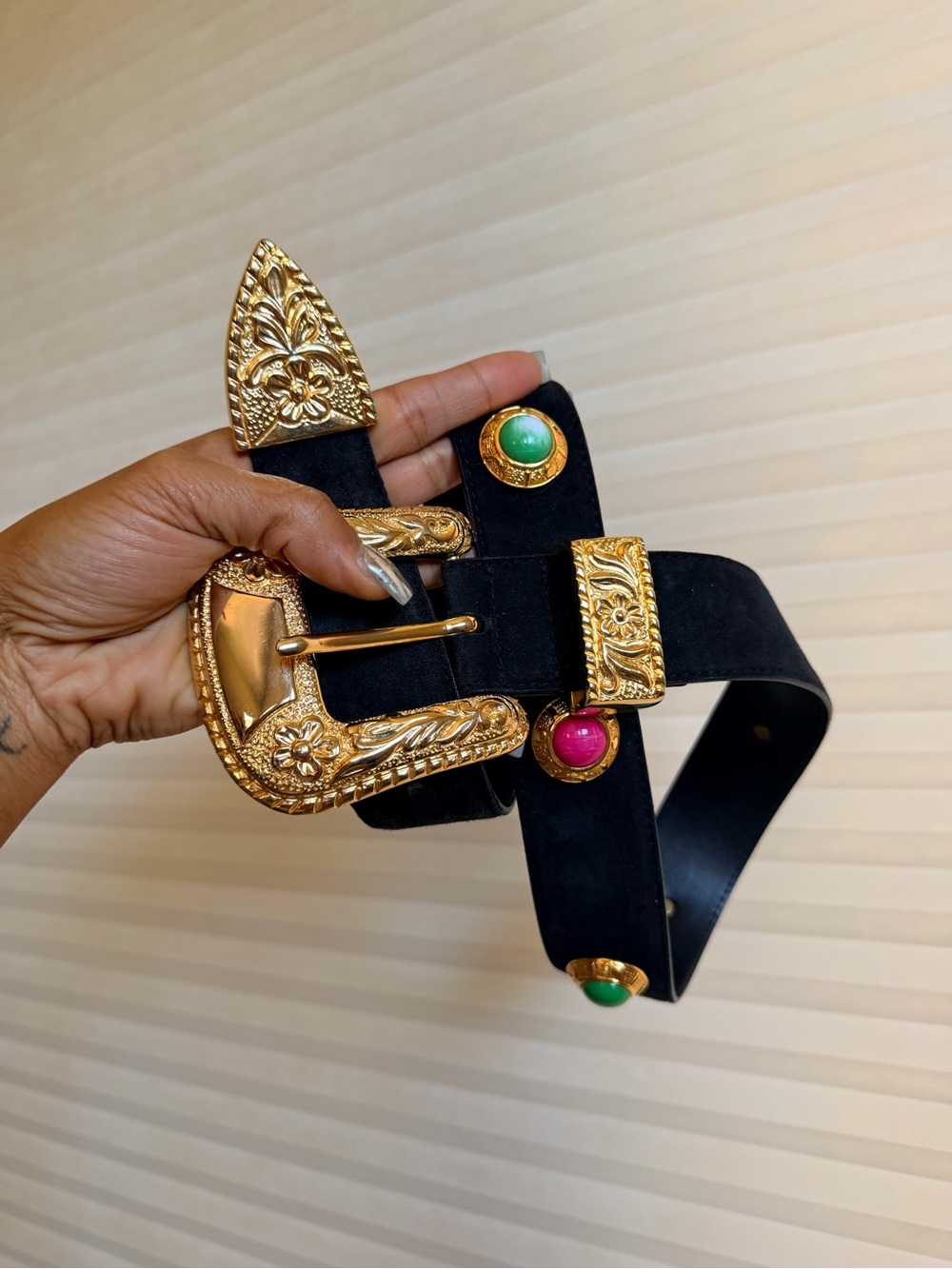 Vintage 1980s ESCADA Western Germany Cabochon Statement Belt